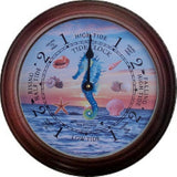 6" Classic Wooden tide clock with Seahorse artwork
