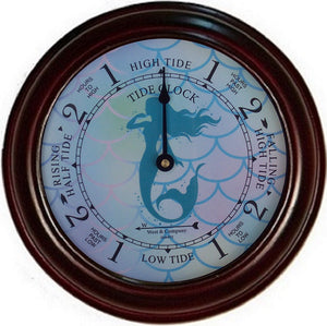 9.5" Classic Wooden tide clock with Mermaid artwork