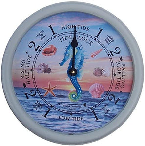 White Tide Clock with Glitzy Seahorse dial