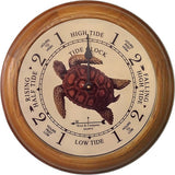 6" Classic Wooden tide clock with Turtle artwork