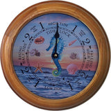9.5" Classic Wooden tide clock with Seahorse artwork