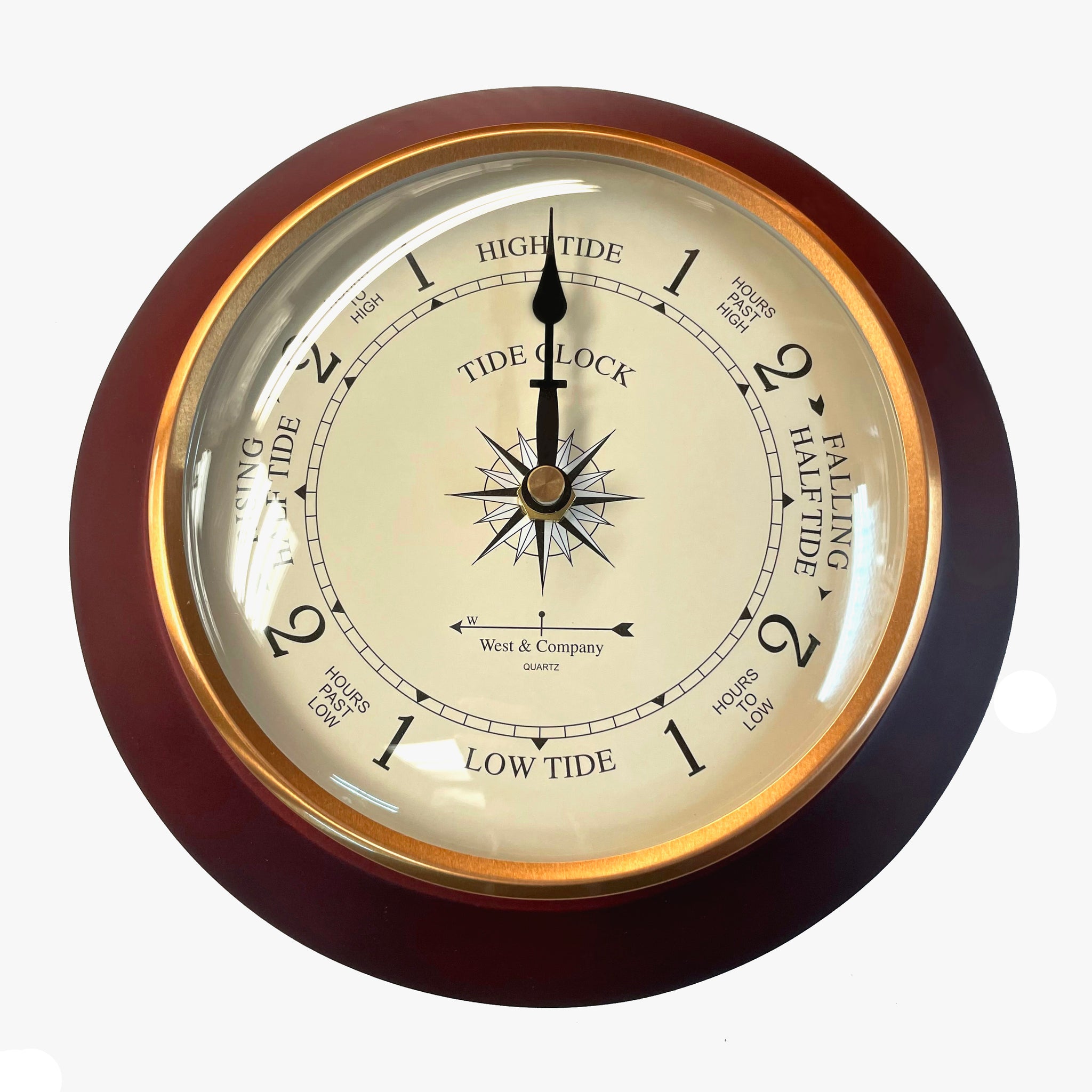 West and Company 8 Cherry Tide Clock with Convex Glass Lens
