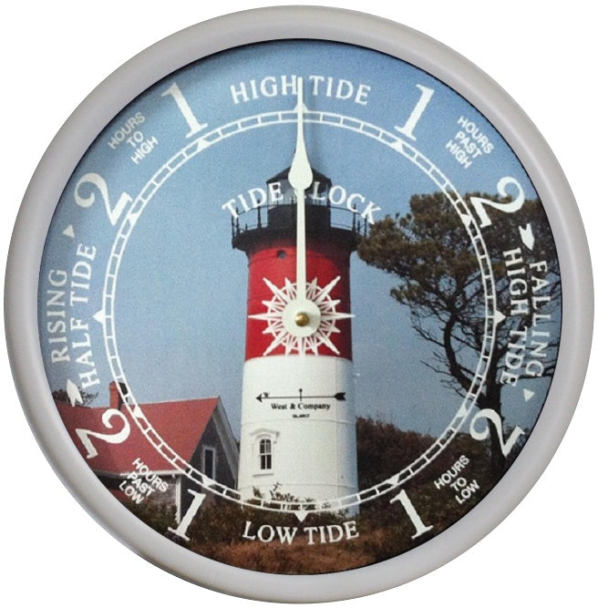 White Tide Clock with Nauset Lighthouse dial Weather Instruments by