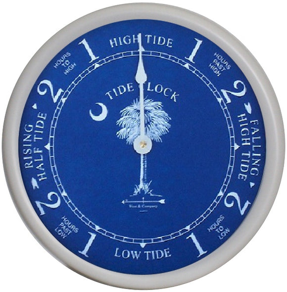 White Tide Clock with Palmetto Tree dial