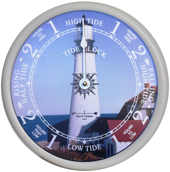 White Tide Clock with Portland Head Lighthouse dial